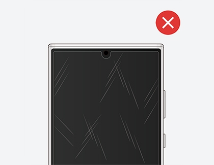 A protective film with visible scratches and cracks.