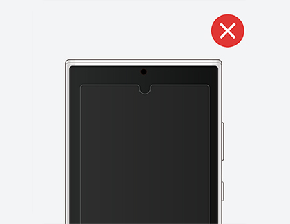 A protective film that does not properly align with the device edges.