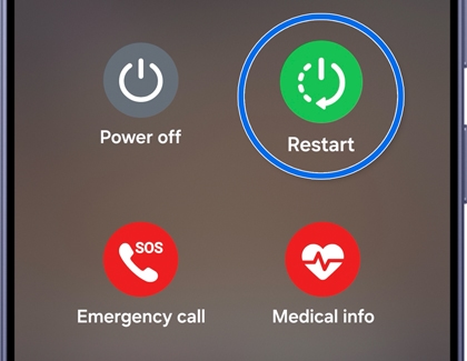 Power menu showing the Restart option.