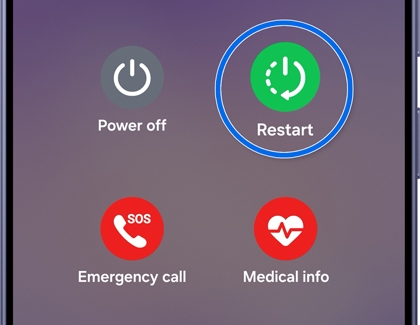 Power menu with the Restart option highlighted.