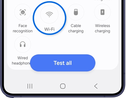 Phone diagnostics list with Wi-Fi highlighted.