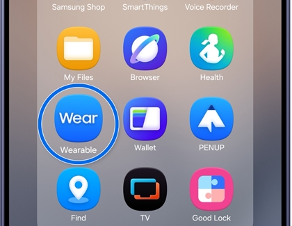 Phone screen with Wearable app highlighted.