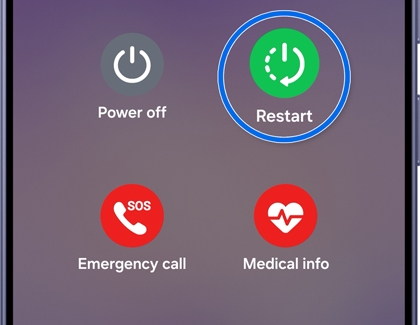 Power menu with the Restart option highlighted.