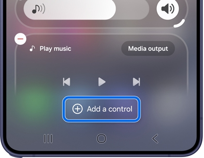 Quick panel editing screen with Add a control highlighted.