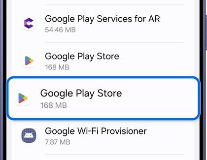 List of apps with Google Play Store highlighted.
