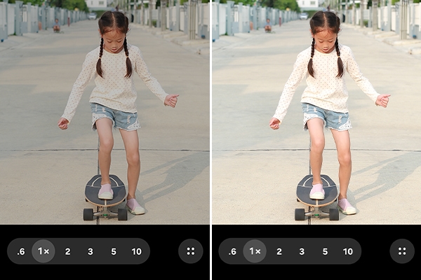 Comparison of a photo with dark camera preview vs. brighter preview.