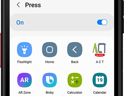 Press switched on with a list of apps