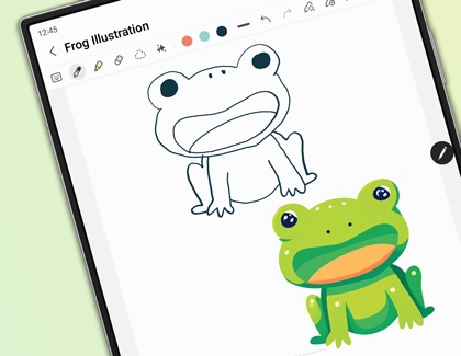 Galaxy Z Fold6 displaying a sketch of a Frog