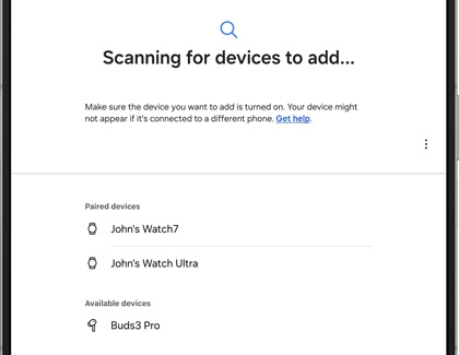 Scanning for devices to add screen while showing a list of devices