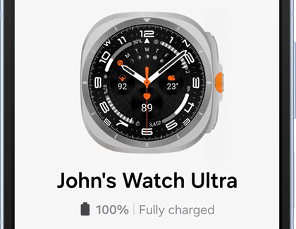 Galaxy Z Flip6 displaying battery information about the Galaxy Watch Ultra