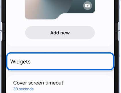 Widgets highlighted in Cover screen settings