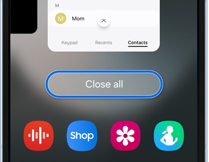 Close all highlighted in Recents screen