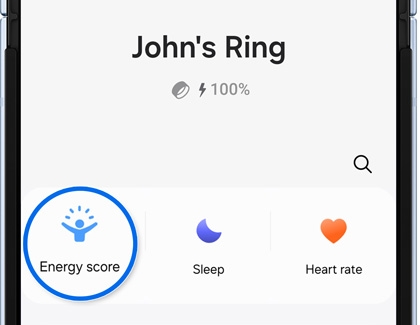 Energy score icon highlighted in the Galaxy Wearable app