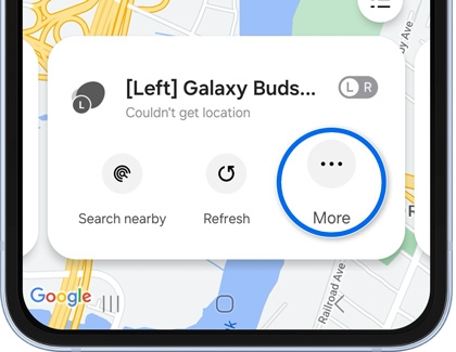 More (three dots) button highlighted in SmartThings Find