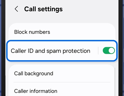 Caller ID and spam protection menu in the Phone app on the Galaxy Z Flip7.