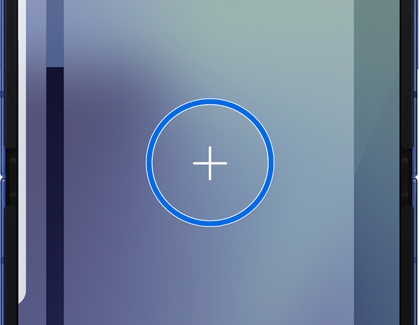 Galaxy phone displaying the Home screen with a plus icon to add a new page.