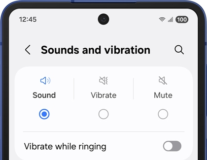 A Galaxy Z Flip7 showing the Sounds and vibration menu with Sound selected.