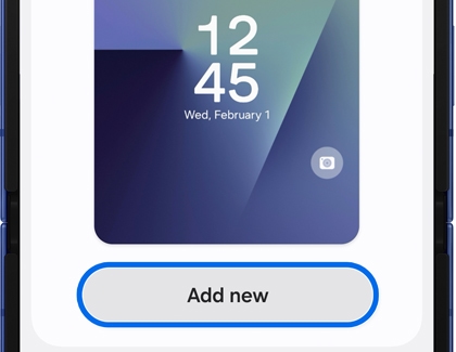 FlexWindow customization screen on a Galaxy Z Flip7 showing the option to add a new wallpaper design.