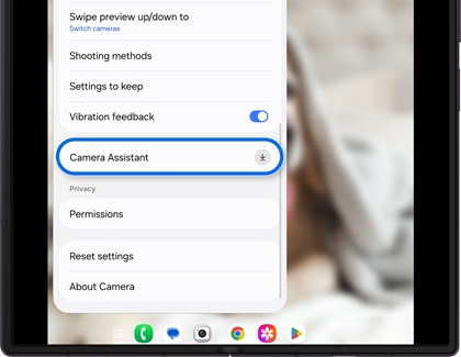 Galaxy Z Fold8 Ultra camera settings menu with Camera Assistant outlined in blue.