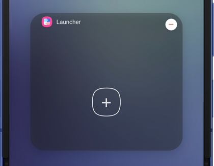 Launcher widget on the Cover screen of the Galaxy Z Flip7 with an add app option.
