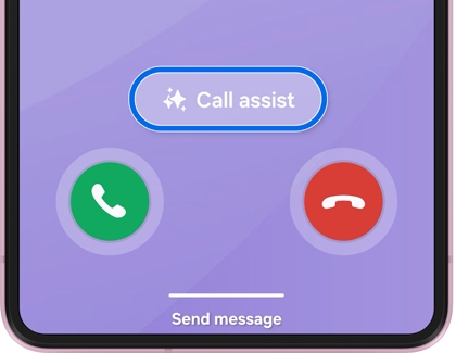 Incoming call screen with Call assist highlighted.