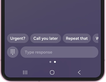 Text call interface showing quick responses and text input box.