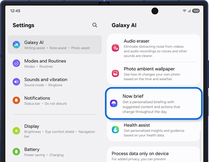 Now brief highlighted in Galaxy AI settings on the Galaxy Z Fold7.