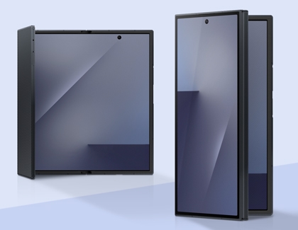 Side-by-side view of the Galaxy Z TriFold in its unfolded and folded states showing both the internal and cover screens.