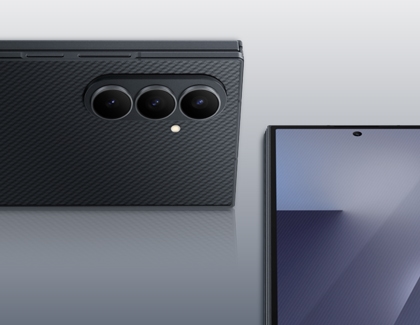 Close up of the rear triple camera array and LED flash on the Galaxy Z TriFold.