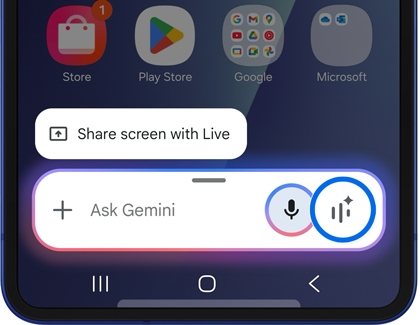 Gemini voice assistant panel open on the Galaxy Z Flip7 with the sparkle icon highlighted for more options.