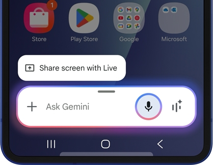 Voice input activated in the Ask Gemini bar on the Galaxy Z Flip7.
