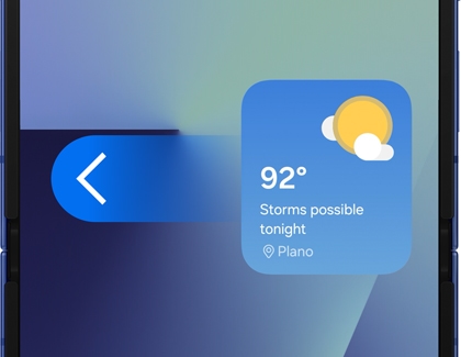 Weather widget on the home screen of the Galaxy Z Flip7.