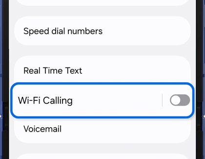 Wi-Fi Calling option shown in call settings on the Galaxy Z Flip7.