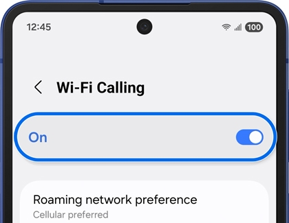 Wi-Fi Calling turned on in settings on the Galaxy Z Flip7.