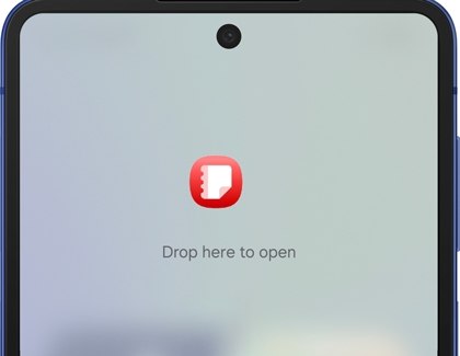Multi window feature on the Galaxy Z Flip7 showing the Samsung Notes icon with the prompt 