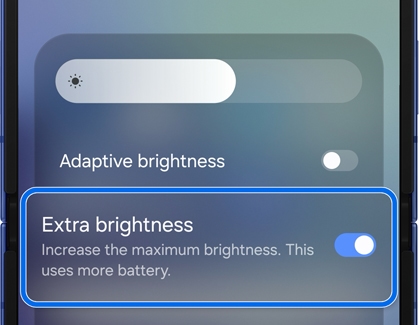 Extra brightness option enabled on a Galaxy S25.