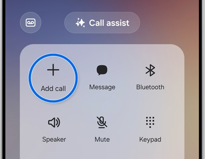 Add call option highlighted during a phone call on the Galaxy S25.