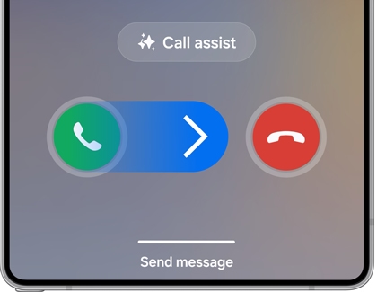 Answer and decline call slider shown on the Galaxy S25 screen.