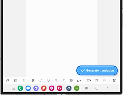 Generate translation button highlighted on the bottom right of the screen