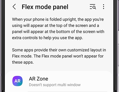 List of apps under Flex mode panel