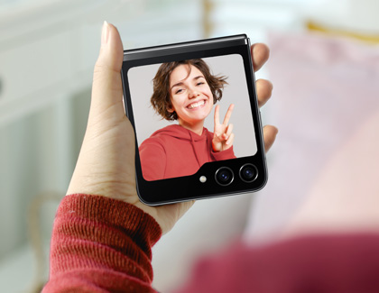 Women taking a selfie with folded Galaxy Z Flip5