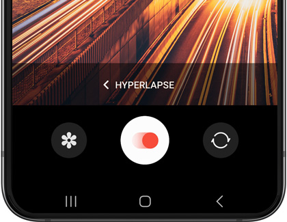 Hyperlapse selected in the Camera app