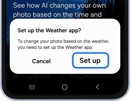 Set up highlighted in Set up the Weather app prompt