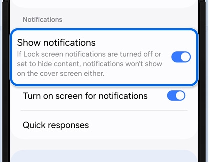 Show notifications activated and highlighted