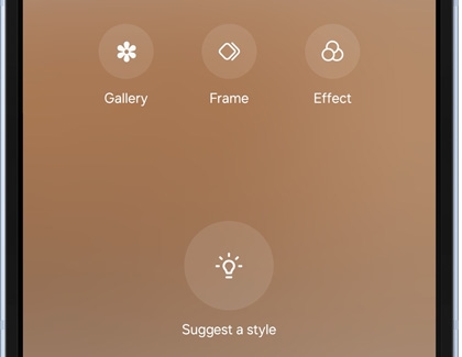 Gallery, Frame, Effect, and Suggest a style icons displayed 