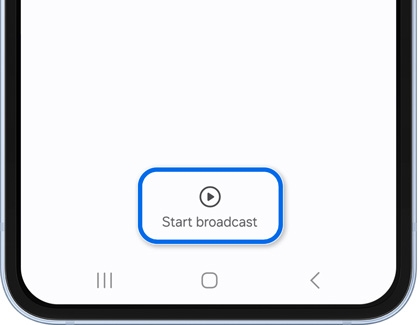 Start broadcast button highlighted