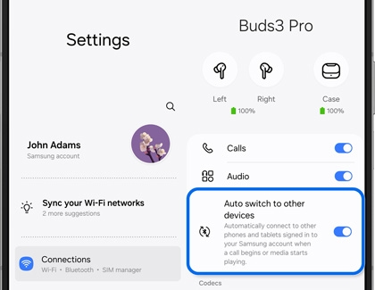 Auto switch to other devices highlighted in Buds3 Pro settings