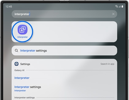 Interpreter app highlighted on a Galaxy Z Fold6