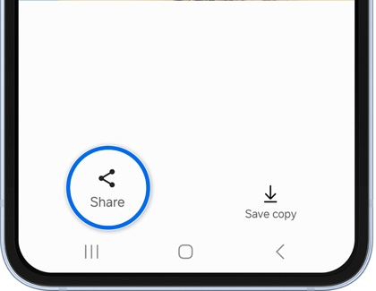 Share icon highlighted on the lower left of the screen