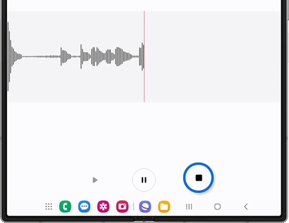 Stop icon highlighted in the Voice Recorder app